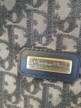 Vintage Christian Dior Navy Trotter Monogram Jacquard Clutch Large Bag